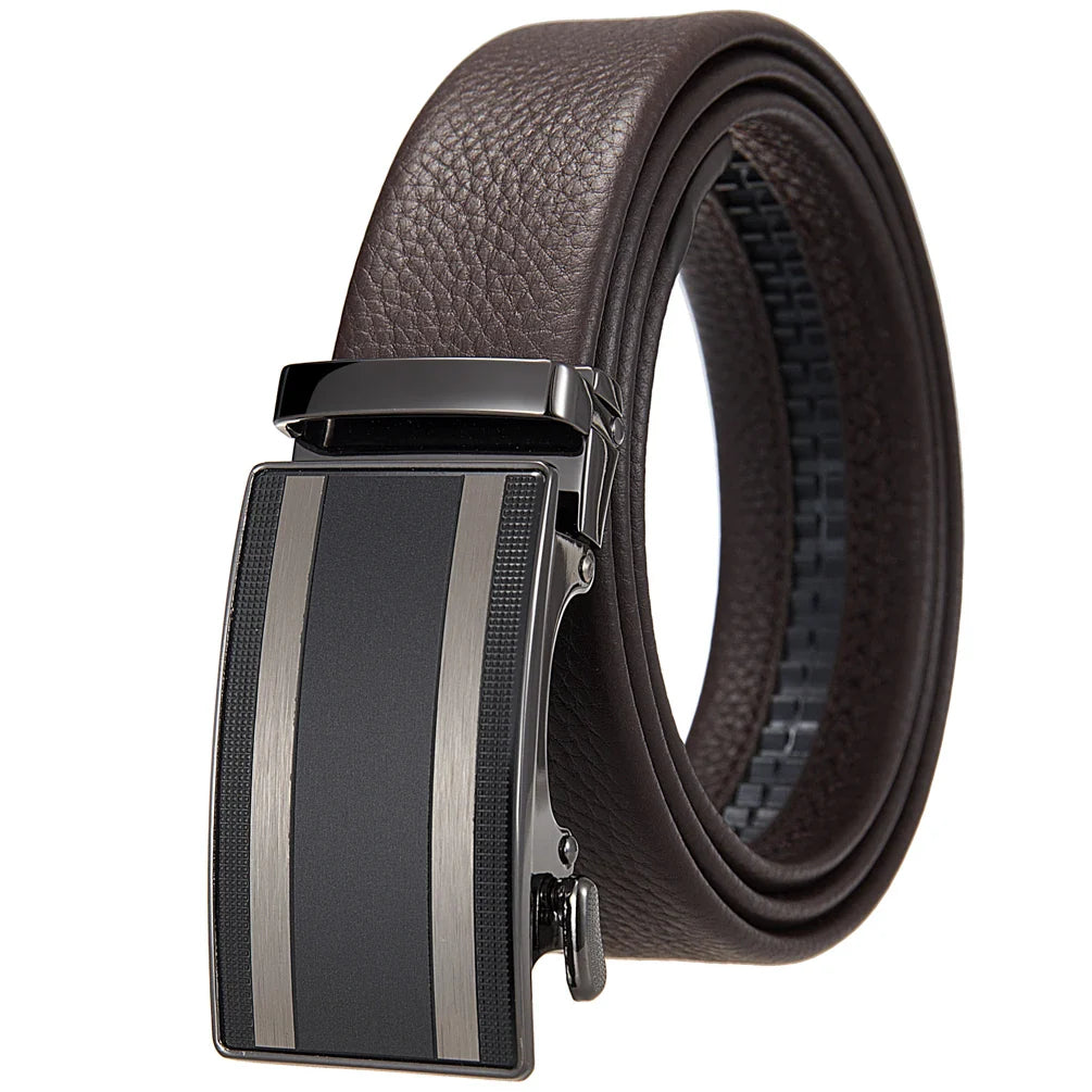 HKM-701139 Automatic Alloy Buckle Leather Belt with Removable Buckle - Model LY36-25629-5