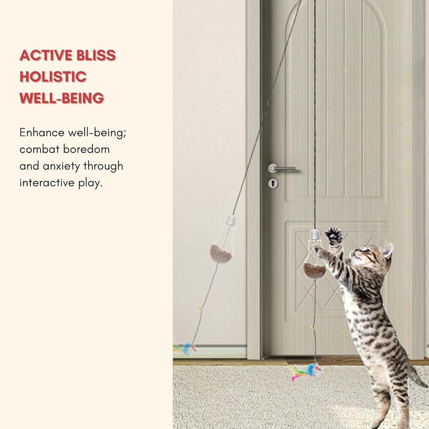 HKM-532499 Interactive Cat Toy with Sound Response and Treat Reward System, Automatic Swinging Teaser for Engaging Playtime