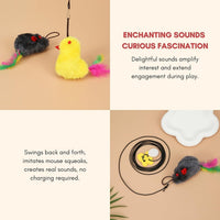 HKM-532499 Interactive Cat Toy with Sound Response and Treat Reward System, Automatic Swinging Teaser for Engaging Playtime