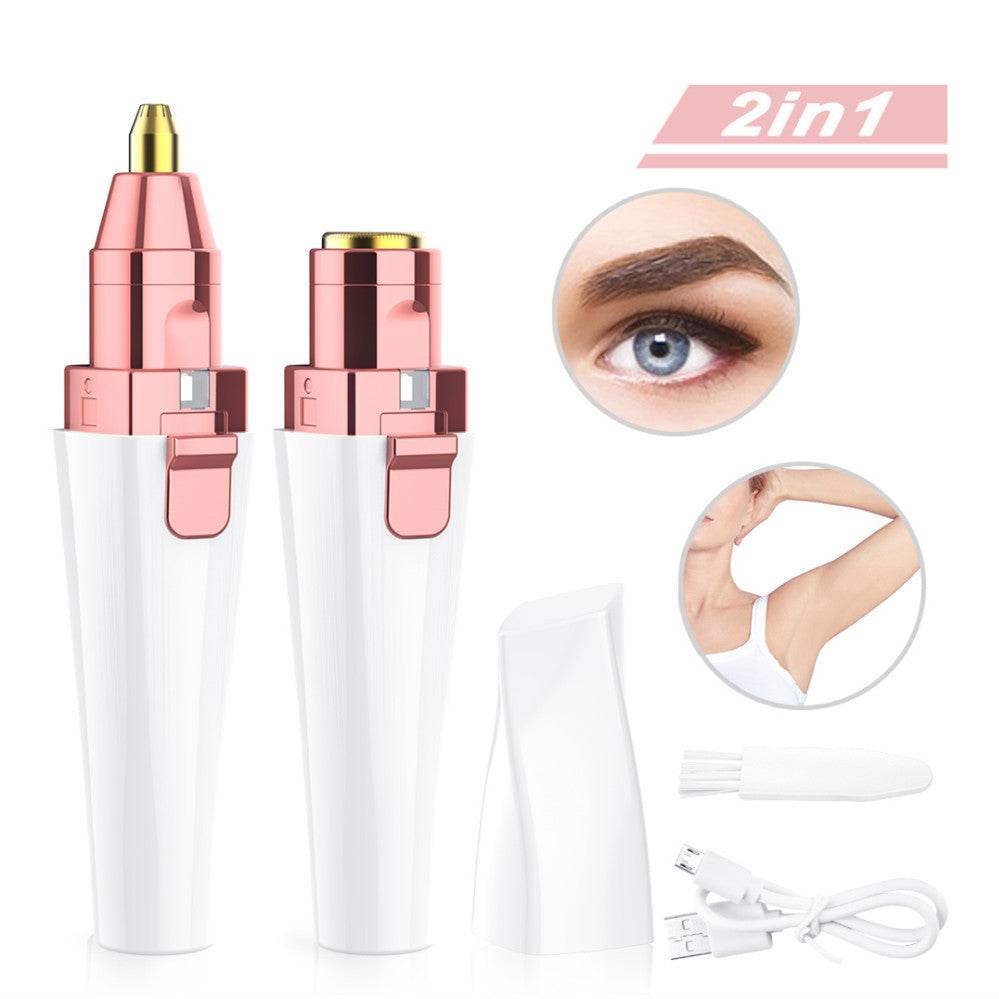 HKM-474771 USB Rechargeable 2-in-1 Lipstick Shaver and Eyebrow Trimmer for Smooth Hair Removal