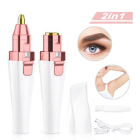 HKM-474771 USB Rechargeable 2-in-1 Lipstick Shaver and Eyebrow Trimmer for Smooth Hair Removal