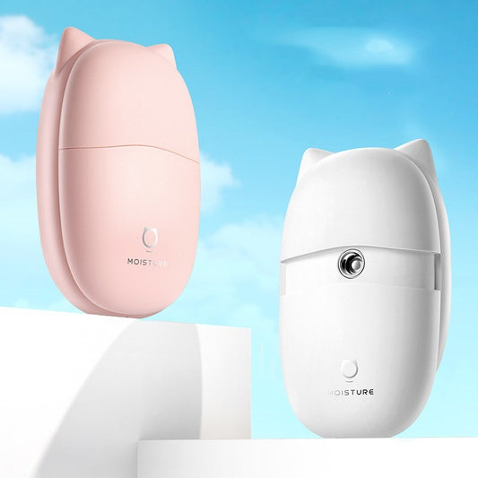 HKM-326227 Mini Cat-Shaped USB Humidifier with Anion Function - Available in Pink and White