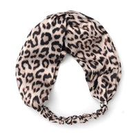 HKM-166675 Satin Leopard & Snake Print Cross Hair Band - 25.5CM Length, 14.5CM Width