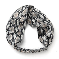 HKM-166675 Satin Leopard & Snake Print Cross Hair Band - 25.5CM Length, 14.5CM Width