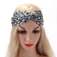 HKM-166675 Satin Leopard & Snake Print Cross Hair Band - 25.5CM Length, 14.5CM Width