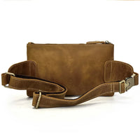 HKM-139795 Retro Crazy Horse Leather Chest Bag - Men's Lightweight Waterproof Messenger Bag in Ranger Tan
