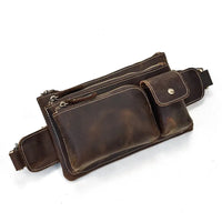 HKM-139795 Retro Crazy Horse Leather Chest Bag - Men's Lightweight Waterproof Messenger Bag in Ranger Tan