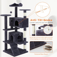 HKM-101715 Beige and Deep Blue Multi-Functional Cat Treehouse with Climbing Frame, 135 cm Height