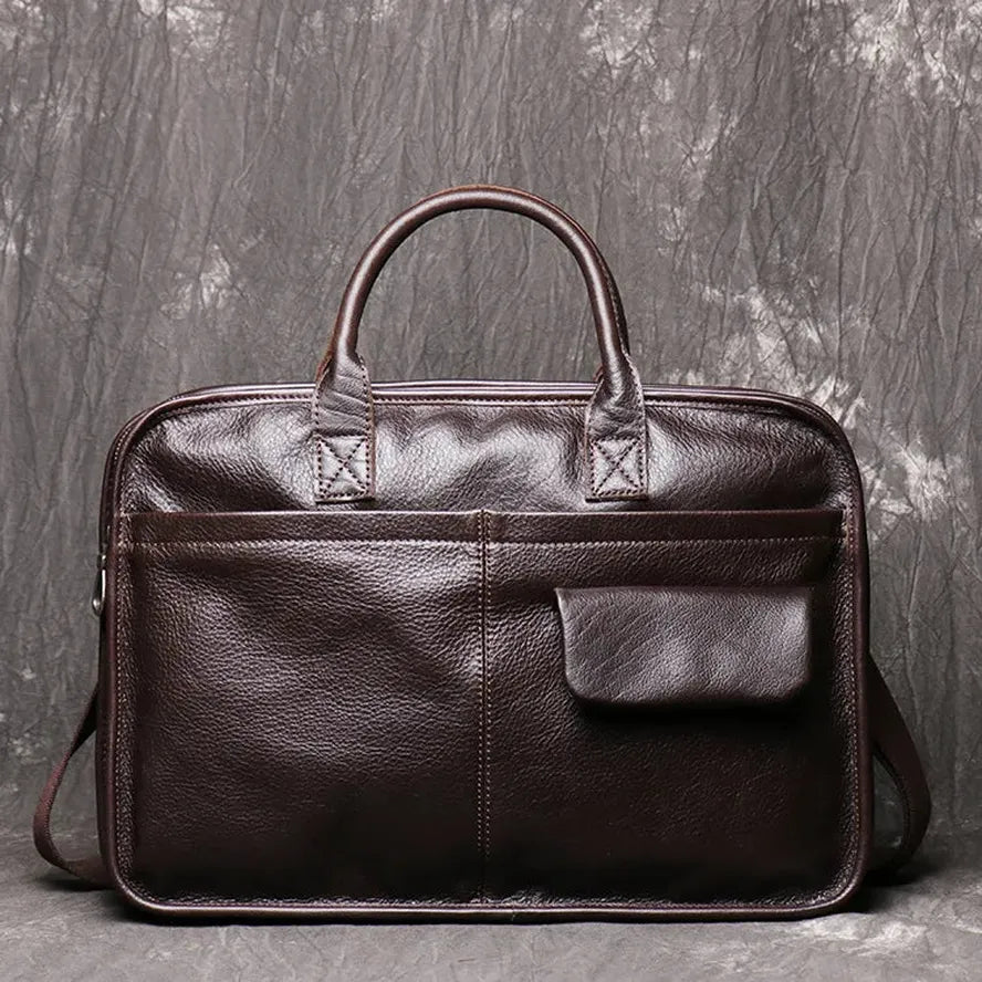 KTX-680083 Stylish Large Capacity Men's Leather Messenger Bag - Genuine Cowhide Computer Briefcase