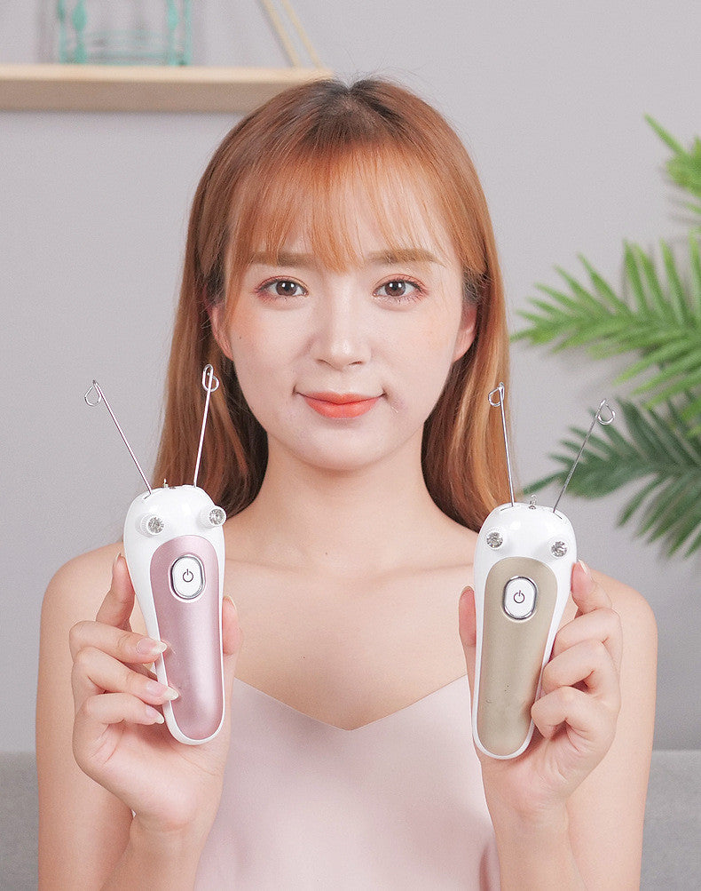HKM-161235 USB Rechargeable Facial and Body Hair Remover with Cotton Thread and Push Button Switch