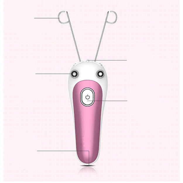 HKM-161235 USB Rechargeable Facial and Body Hair Remover with Cotton Thread and Push Button Switch