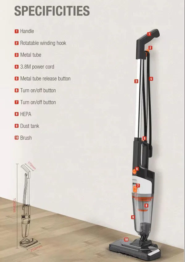 KTX-690963 3-in-1 Corded Stick Vacuum Cleaner for Hard Floors and Pet Hair