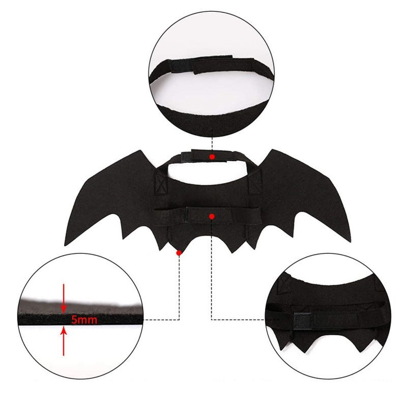 HKM-262675 Halloween Pet Bat Wings Costume for Cats and Dogs - Lightweight Felt Fabric Decoration