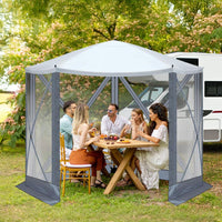 HKM-188691 10x10 ft Light Gray and Dark Gray Pentagonal Automatic Folding Tent