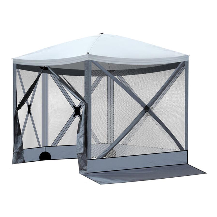 HKM-188691 10x10 ft Light Gray and Dark Gray Pentagonal Automatic Folding Tent