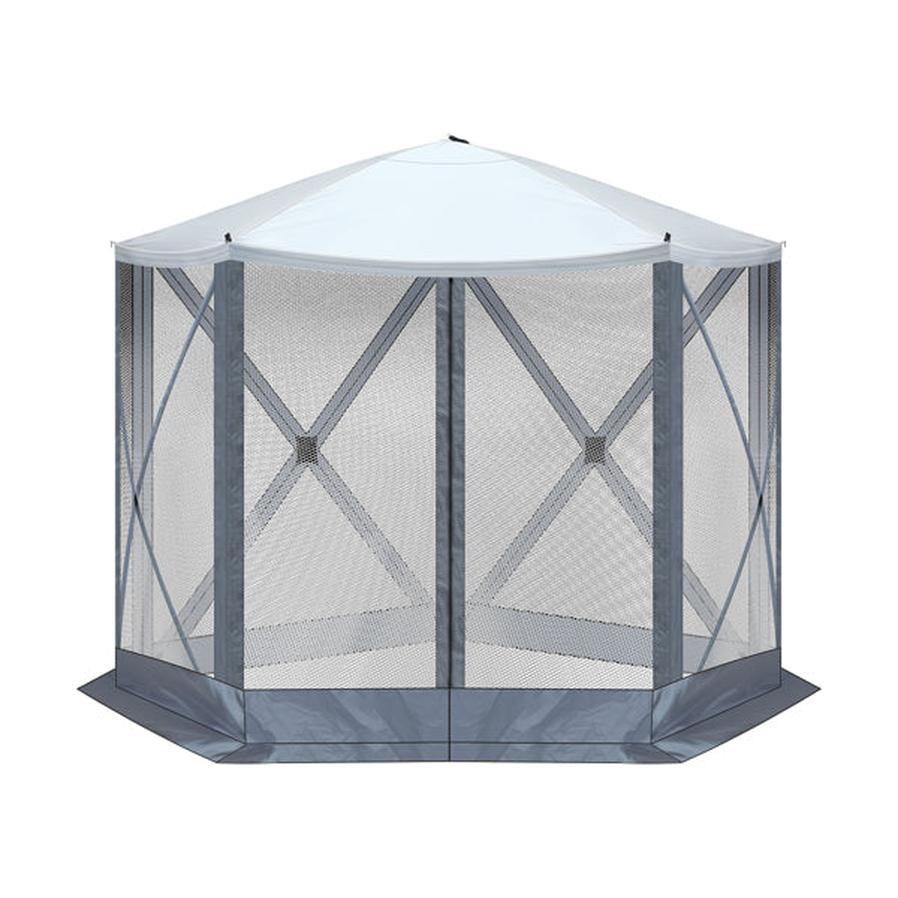 HKM-188691 10x10 ft Light Gray and Dark Gray Pentagonal Automatic Folding Tent