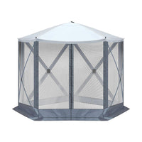 HKM-188691 10x10 ft Light Gray and Dark Gray Pentagonal Automatic Folding Tent