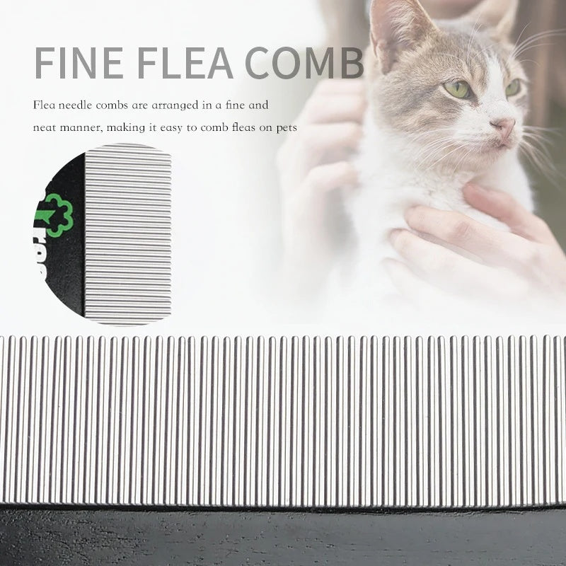 HKM-201363 Double-sided Pet Hair Comb with Stainless Steel Teeth - Easy Deshedding Brush for Cat and Dog Grooming