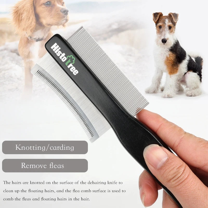 HKM-201363 Double-sided Pet Hair Comb with Stainless Steel Teeth - Easy Deshedding Brush for Cat and Dog Grooming