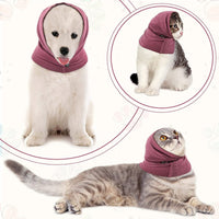 HKM-718291 Soft Cotton Pet Ear Muffs for Dogs and Cats - Anti-Noise and Warm Scarf Style Earmuffs in Pink, Black, and Purple