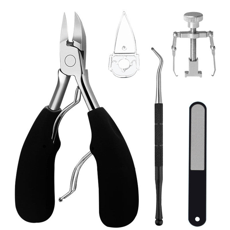 HKM-945107 5-Piece Stainless Steel Nail and Pedicure Tool Set with ABS Rubber Handles