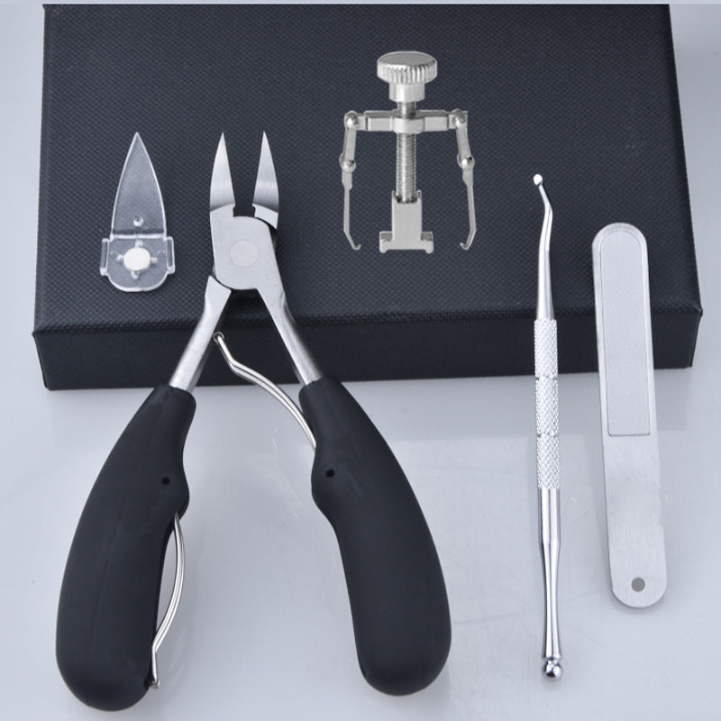 HKM-945107 5-Piece Stainless Steel Nail and Pedicure Tool Set with ABS Rubber Handles