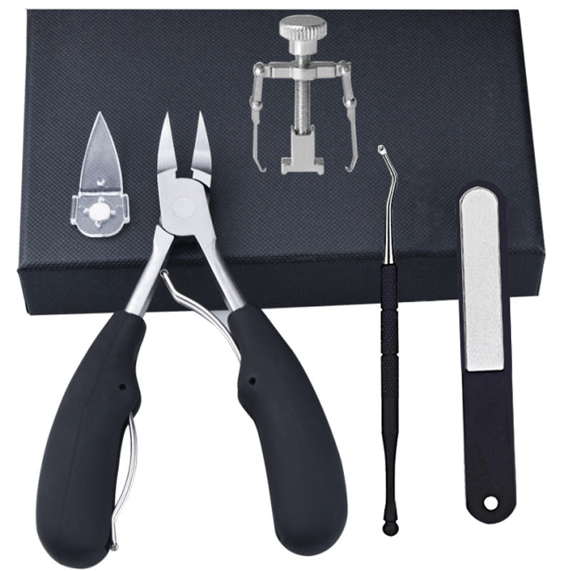 HKM-945107 5-Piece Stainless Steel Nail and Pedicure Tool Set with ABS Rubber Handles