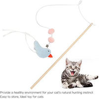HKM-020243 Flexible Wooden Cat Teaser Stick with Bell and Elastic Rope for Interactive Play - 43cm