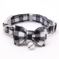 HKM-792851 Plaid Cat Bell Collar with Butterfly Bow Tie and Optional Hand Holding Rope