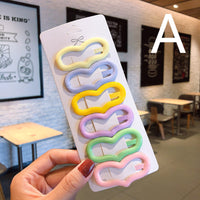 HKM-885267 Candy Color Geometric Triangle Heart Hairpin for Stylish Bangs - Modern Metal Hair Jewelry