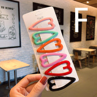 HKM-885267 Candy Color Geometric Triangle Heart Hairpin for Stylish Bangs - Modern Metal Hair Jewelry