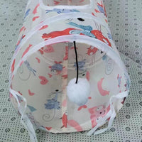 HKM-609235 Foldable Cat Tunnel Tent with Removable Tunnels and Plush Ball Toy for Indoor and Outdoor Play