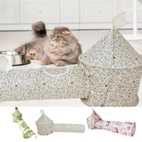 HKM-609235 Foldable Cat Tunnel Tent with Removable Tunnels and Plush Ball Toy for Indoor and Outdoor Play