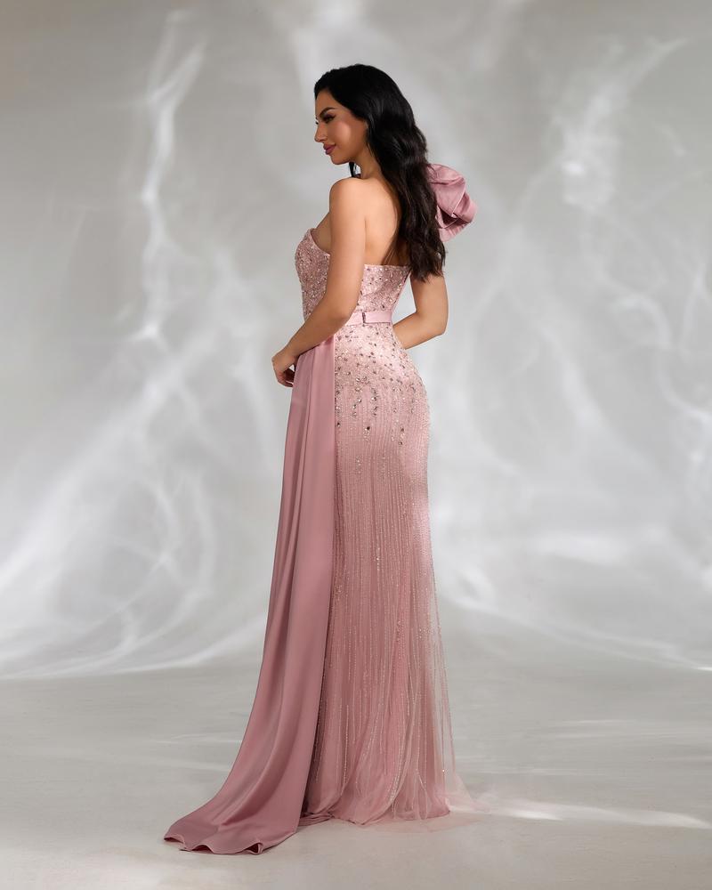 HKM-302163 Elegant Pink Evening Dress for Women - EZ25134 Model