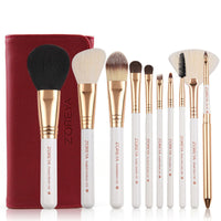 HKM-901715 10-Piece Fiber Makeup Brush Set with Travel Brush Pack for Natural Makeup Application