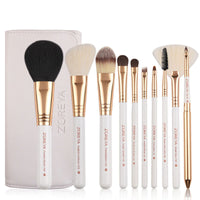 HKM-901715 10-Piece Fiber Makeup Brush Set with Travel Brush Pack for Natural Makeup Application