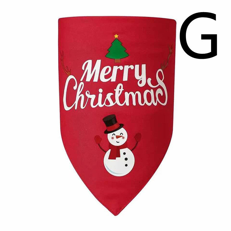 HKM-732947 Christmas Dog Triangle Bandana - Double-layer Polyester in Red and Green, Size L: 70*48*48CM