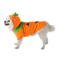 HKM-685843 Cozy Pumpkin Dog Hoodie with Handmade Leaves for Halloween Fun