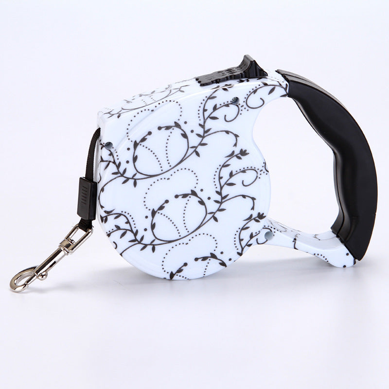 HKM-035731 Automatic Multicolor Dog Walking Traction Rope - 5m Adjustable Lead with Various Patterns