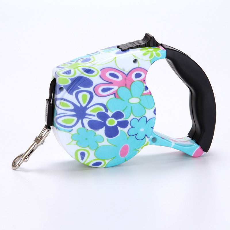 HKM-035731 Automatic Multicolor Dog Walking Traction Rope - 5m Adjustable Lead with Various Patterns