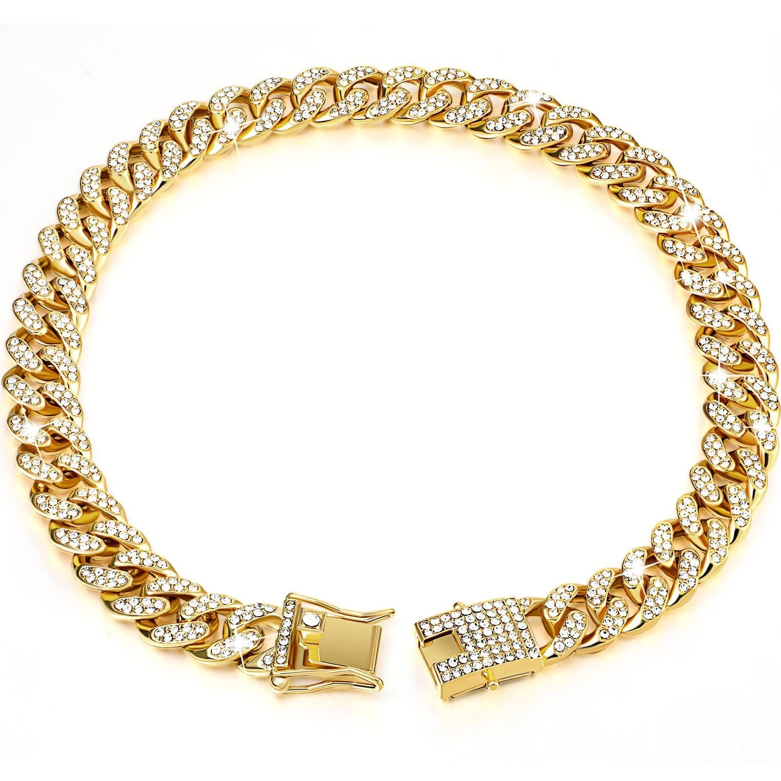HKM-444435 Diamond Hip Hop Style Dog Collar Necklace in Gold, Silver, & Rose Gold - Multiple Sizes Available