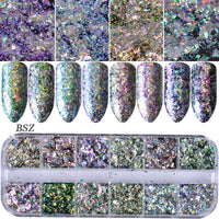 HKM-726931 Glitter Nail Polish Collection: Shell Powder, Laser Sequins, Chameleon Effects & More
