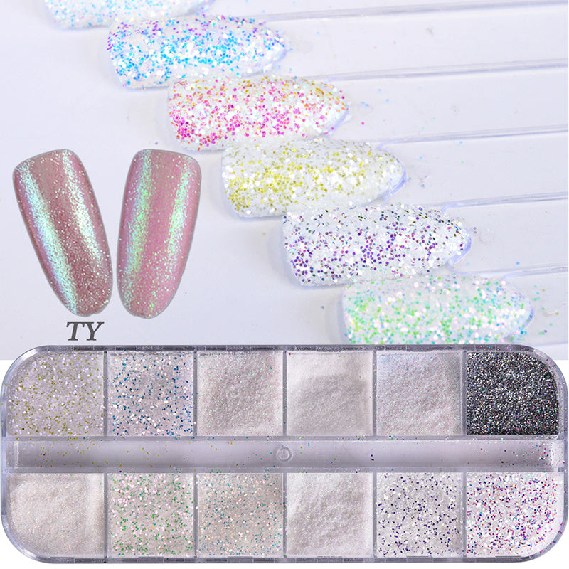 HKM-726931 Glitter Nail Polish Collection: Shell Powder, Laser Sequins, Chameleon Effects & More
