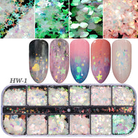 HKM-726931 Glitter Nail Polish Collection: Shell Powder, Laser Sequins, Chameleon Effects & More