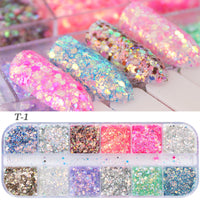HKM-726931 Glitter Nail Polish Collection: Shell Powder, Laser Sequins, Chameleon Effects & More