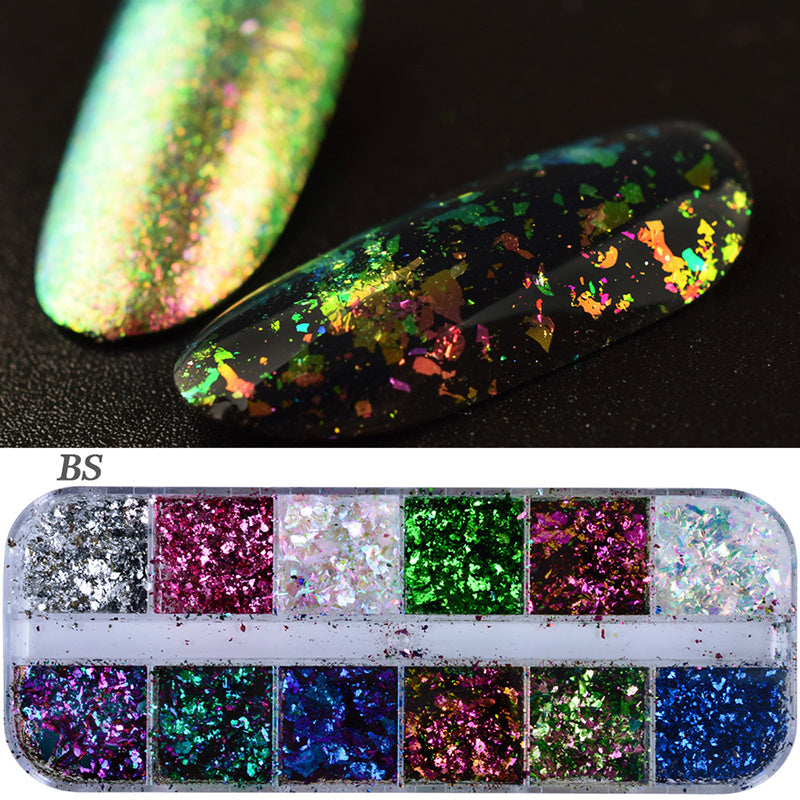 HKM-726931 Glitter Nail Polish Collection: Shell Powder, Laser Sequins, Chameleon Effects & More