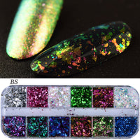 HKM-726931 Glitter Nail Polish Collection: Shell Powder, Laser Sequins, Chameleon Effects & More