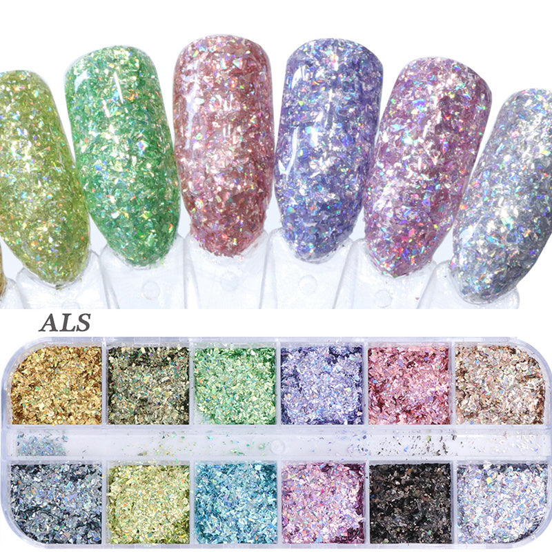 HKM-726931 Glitter Nail Polish Collection: Shell Powder, Laser Sequins, Chameleon Effects & More