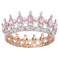 HKM-208339 Baroque Diamond Crown Headdress with Multi-Color Crystal Accents
