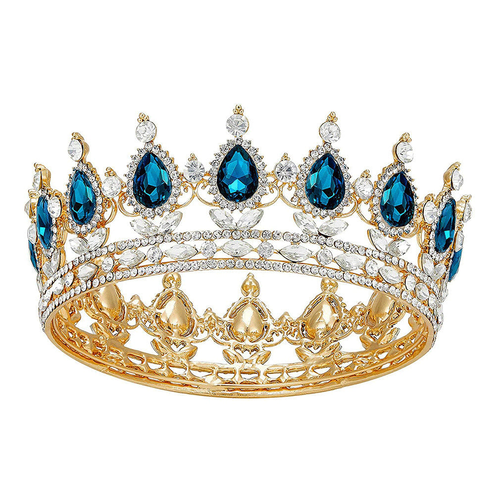 HKM-208339 Baroque Diamond Crown Headdress with Multi-Color Crystal Accents